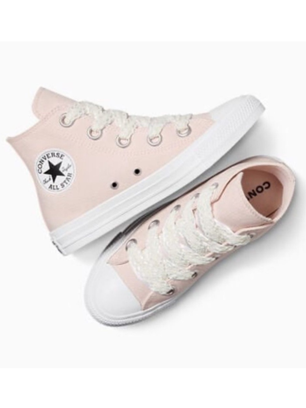 NWB Converse CTAS Women's Crochet Laces Sneakers 8.5 Pink Coquette Grandmacore